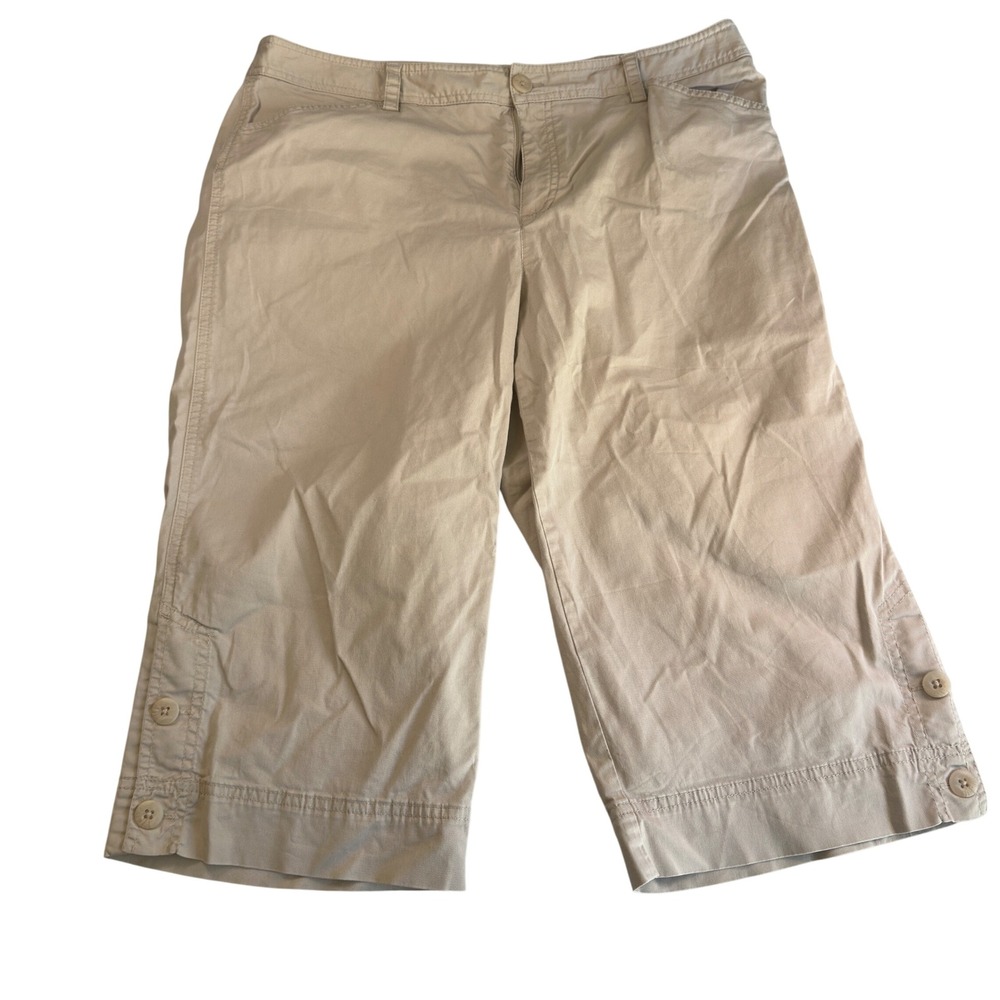 Rafaella Womens Bermuda Shorts Tan Khaki Cotton Blend Solid 16in‎ Inseam Size 12